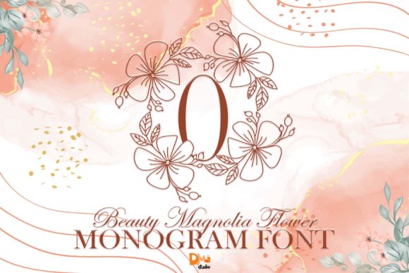 Beauty Magnolia Flower Monogram: A Decorative Font for Handmade Charm