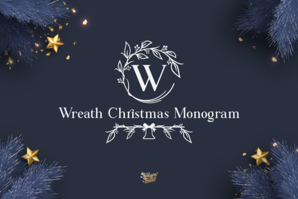 Wreath Christmas Monogram: A Delicate Decorative Font for Thoughtful Branding
